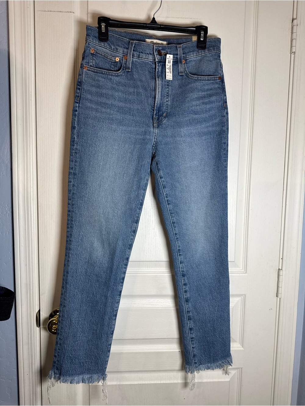 Madewell Women’s High-Rise Wide-Leg Crop Jeans Raw Hem Medium Wash Size 28 NWT